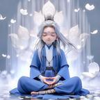 蓝衣白发头像