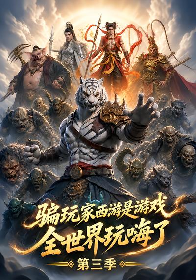 漫剧《骗玩家西游是游戏，全世界玩嗨了第三季》海报