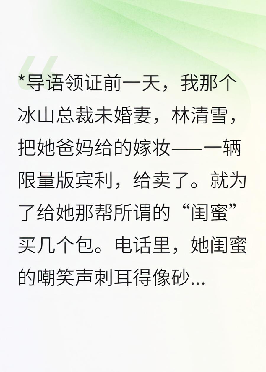 领证当天，未婚妻卖了嫁妆，我转头娶了京圈真公主