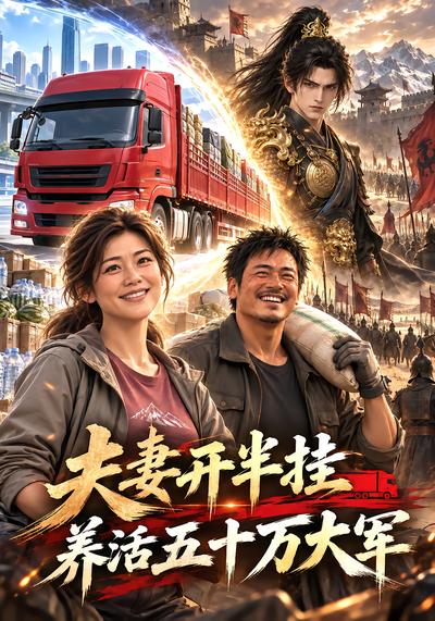 漫剧《夫妻开半挂养活五十万大军》海报