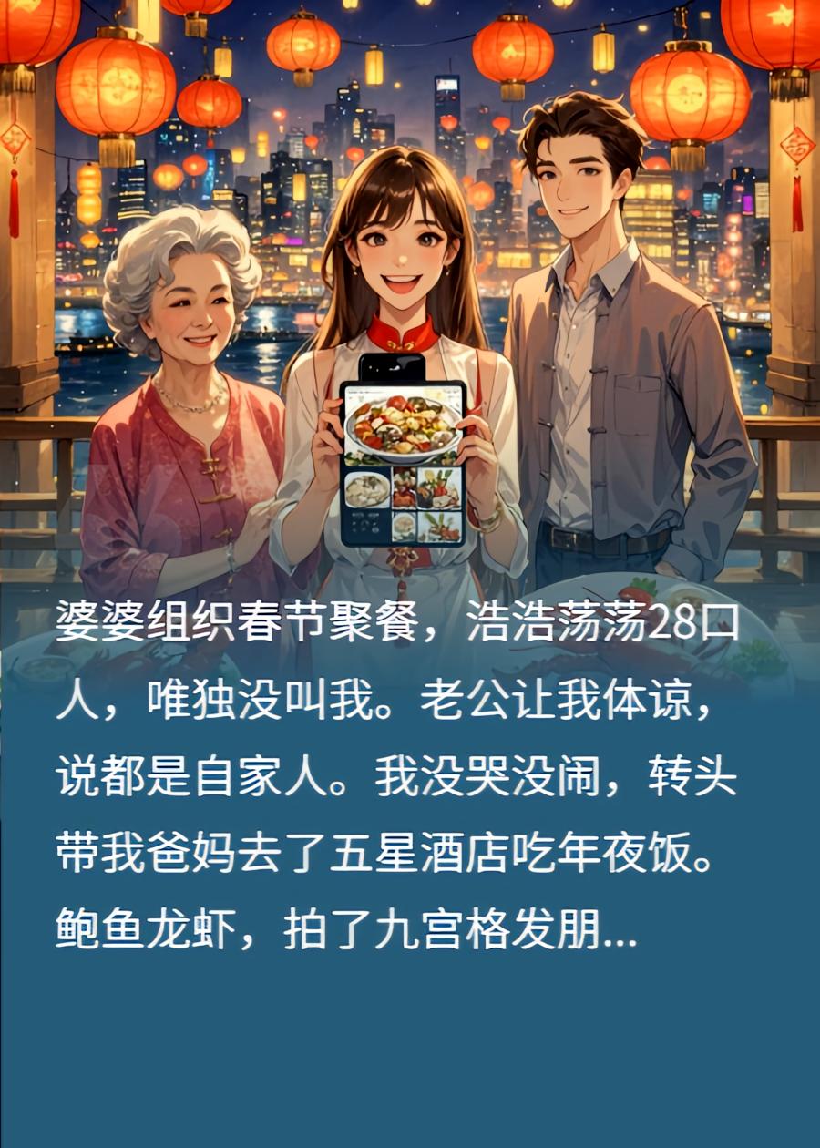 婆婆聚餐不叫我，我反手清空她全家，全员急疯了