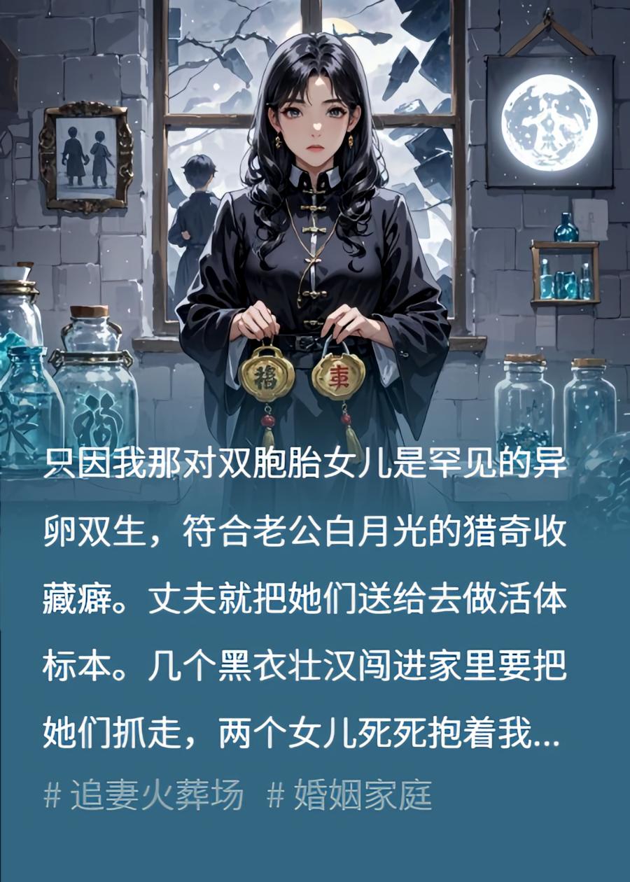 异卵双生女儿被制成标本，我送下地狱后他悔疯了