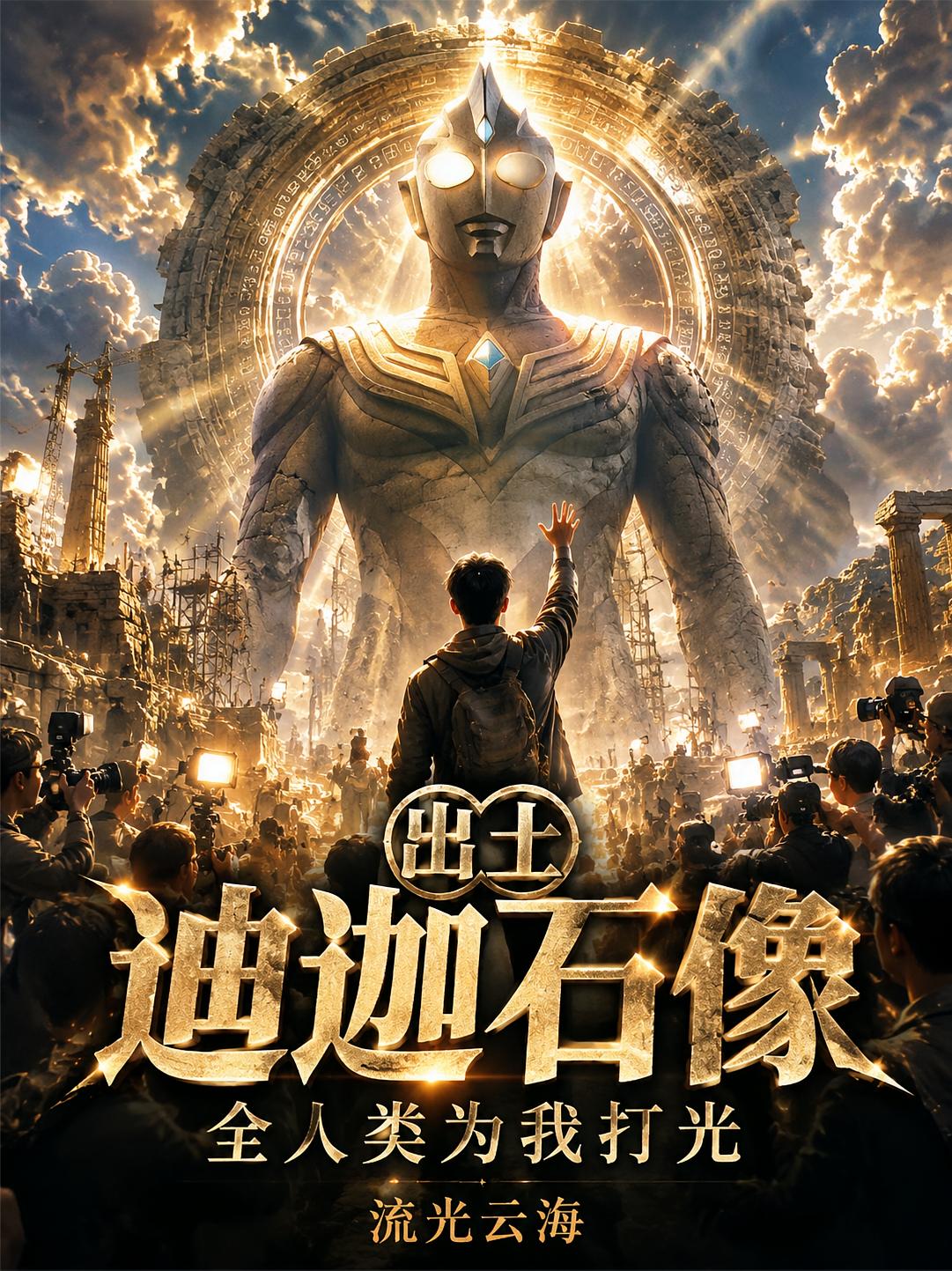 出土迪迦石像，全人类为我打光