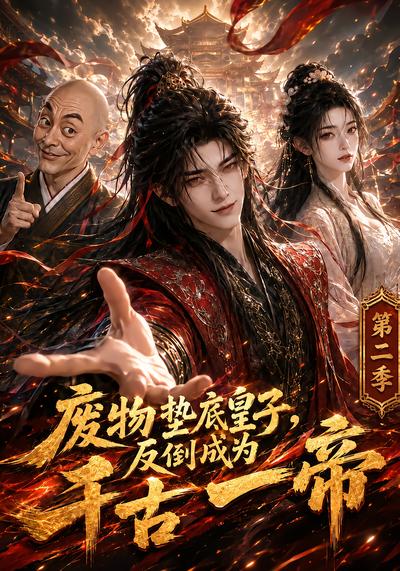 漫剧《废物垫底皇子，反倒成为千古一帝第二季》海报