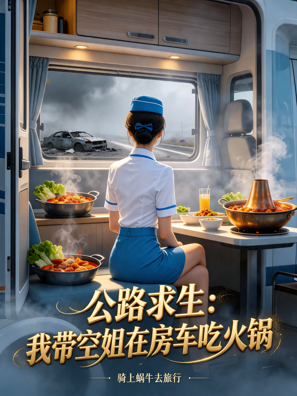 公路求生：我带空姐在房车吃火锅