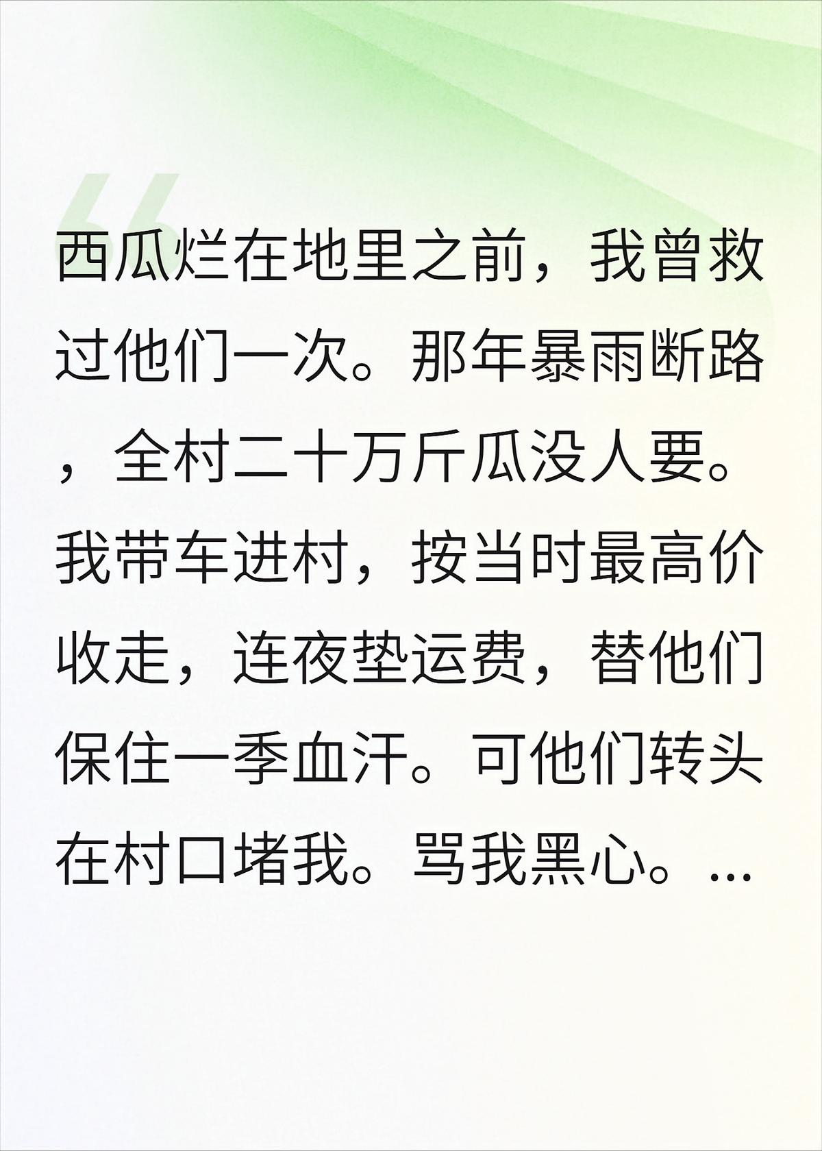 低价救下全村西瓜，他们骂我黑心，第二年他们求我来