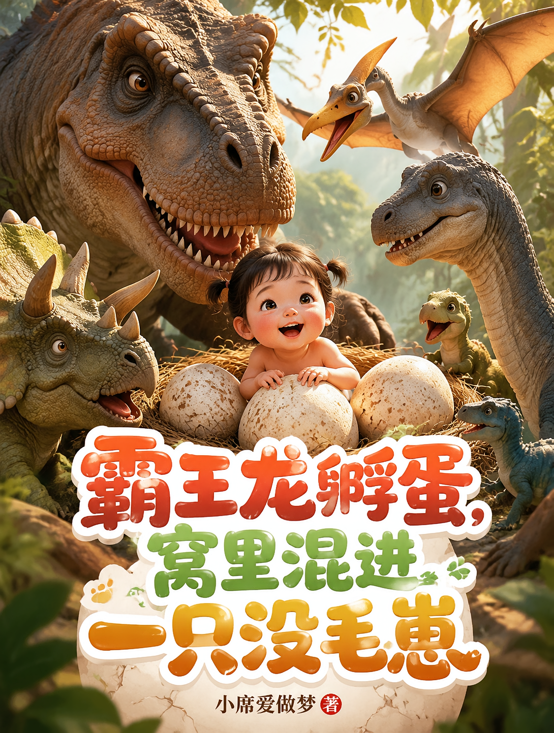 霸王龙孵蛋，窝里混进一只没毛崽