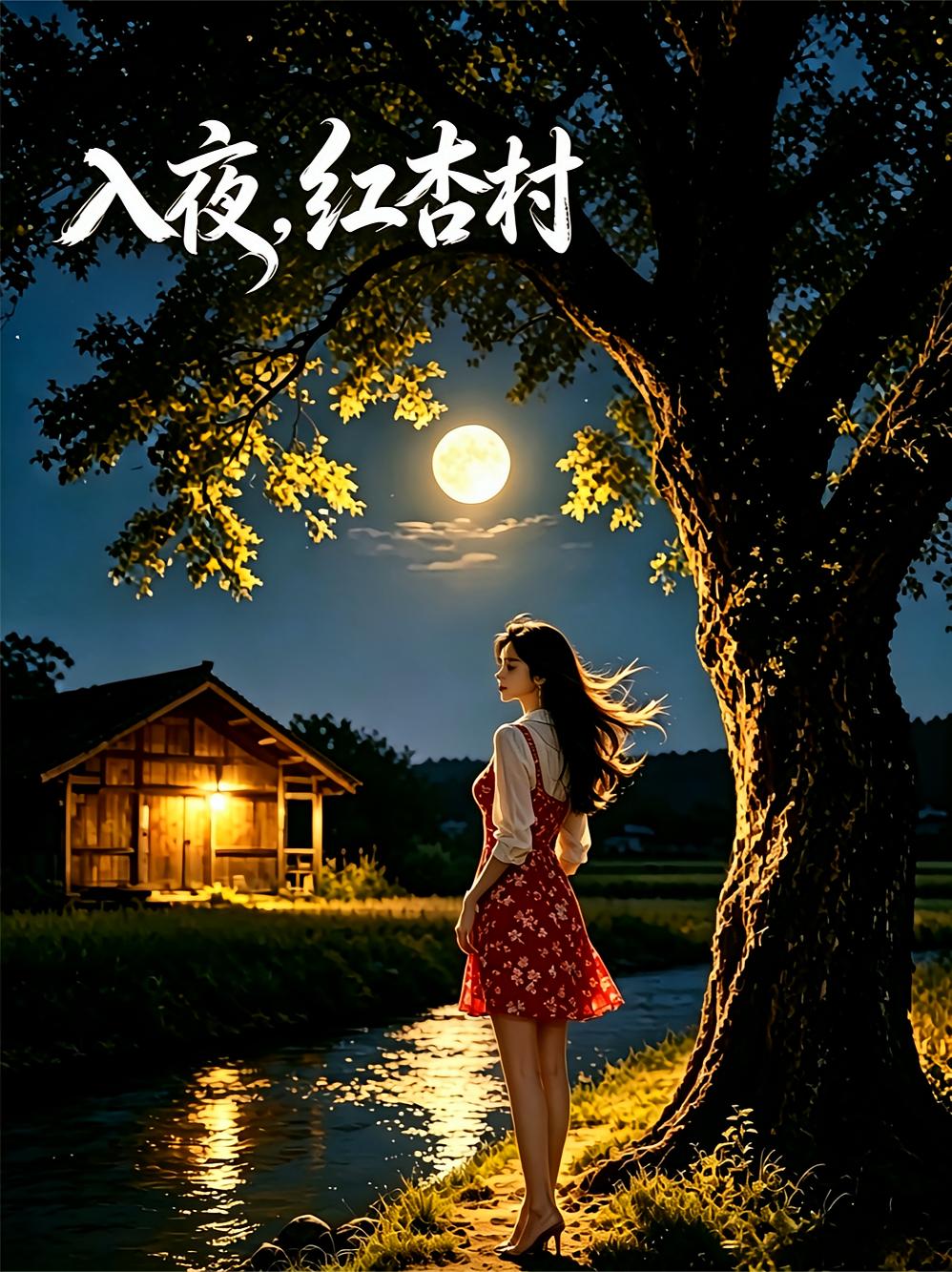 入夜，红杏村