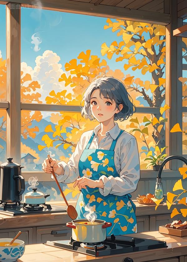她的围裙旧了